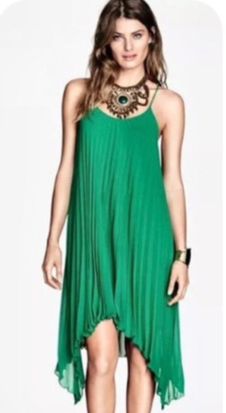 CATO NEW Emerald Green Swing Dress Womens XL Accordion Pleated Asymmetrical NWT